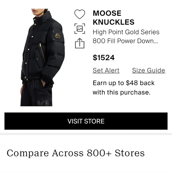 Moose Knuckles Black Puffer Jacket Gold Series. Brand NEW!!!